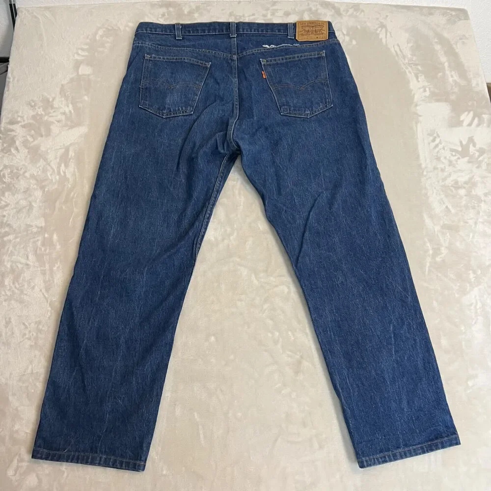 VTG Levis Jeans Mens 42x32 Dark Wash 20505 0217 USA Talon Zipper 80s‎ Orange Tab
